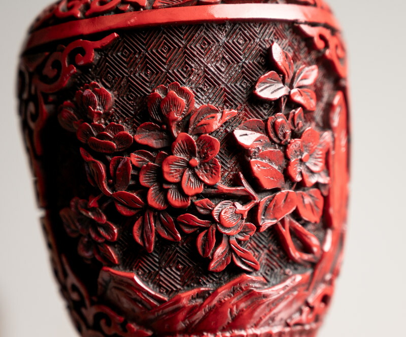 楽天市場】骨董○堆朱花文花瓶○堆朱 / 銅製 / 陰刻文 | 20世紀頃