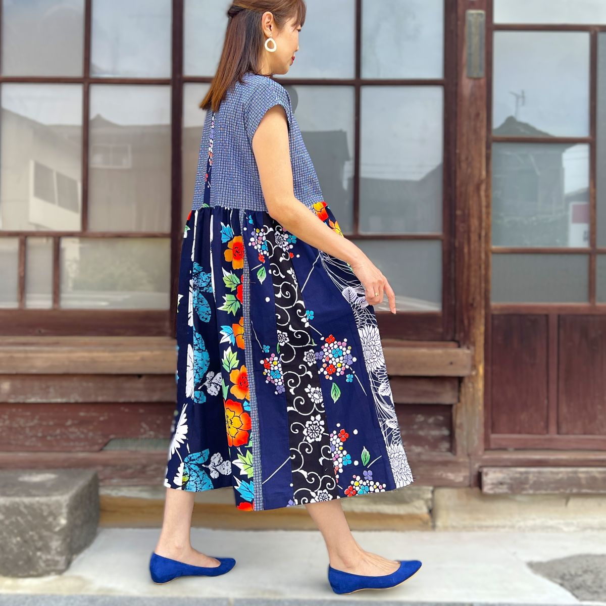 楽天市場】【浴衣リメイクフレンチスリーブワンピース】当店オリジナル