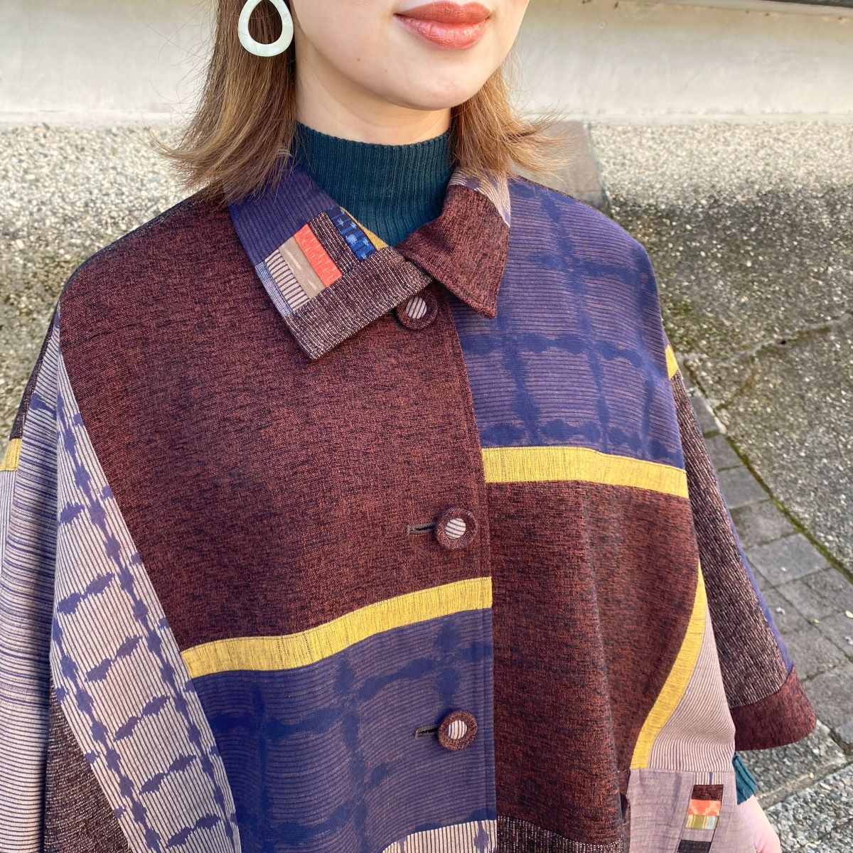 楽天市場】儀右ヱ門【久留米絣ポンチョ】羽織物ケープミセス40代50