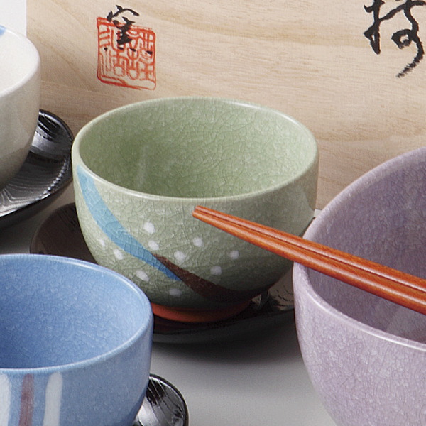 楽天市場】【 湯呑み 茶たく 5客 セット 】紅山窯色どり5彩茶菓揃え 木