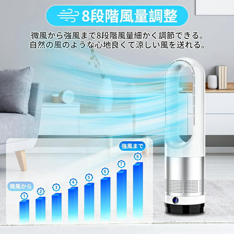楽天市場】扇風機 タワーファン 羽根なし 100°自動首振り 8段階風量