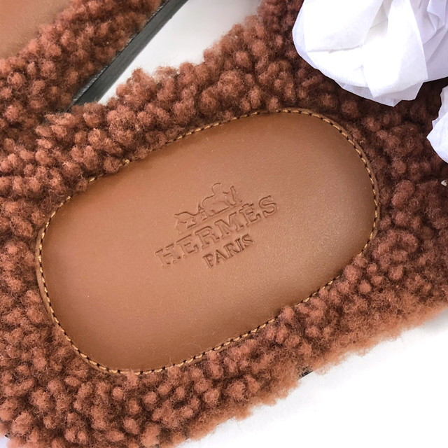 楽天市場】HERMES エルメス サンダル オラン コニャック シープスキン