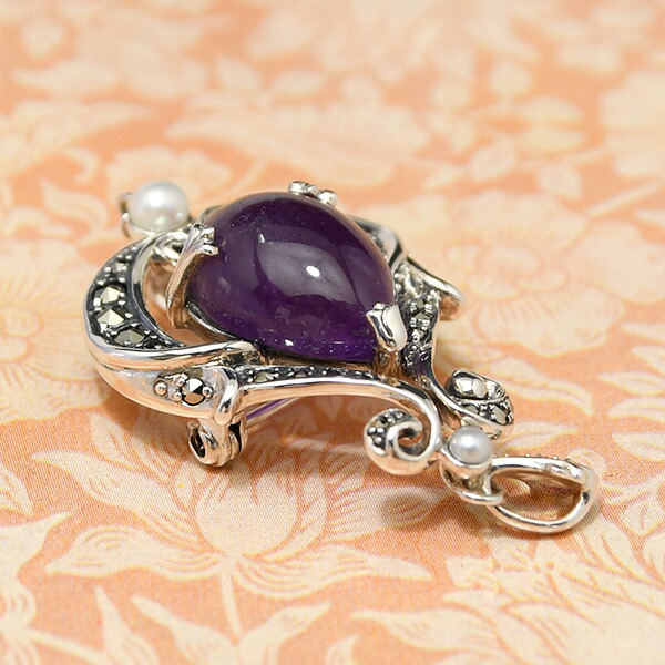 楽天市場】碌山 アメジスト シードパール ブローチペンダント 大粒