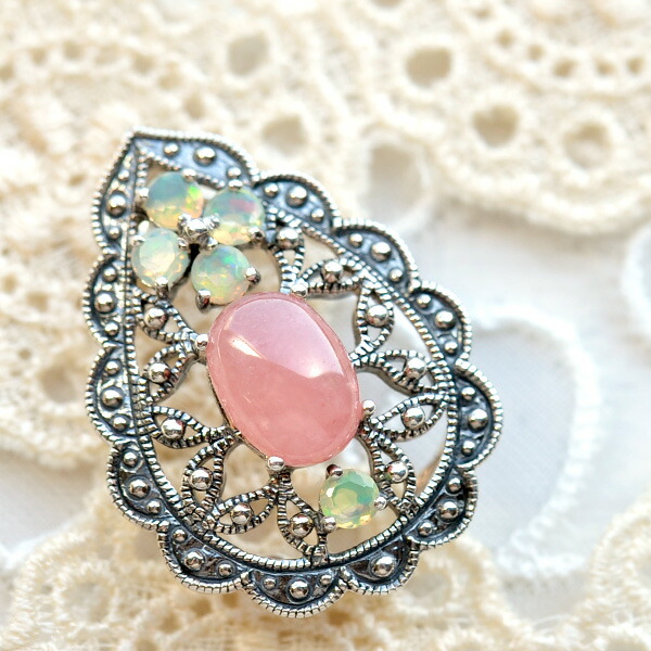 楽天市場】碌山 インカローズ&オパールペンダントトップ ロマンチック