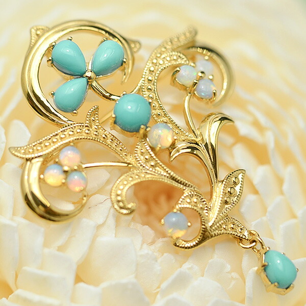 楽天市場】碌山 ターコイズ オパール ブローチペンダント 繊細で美しい
