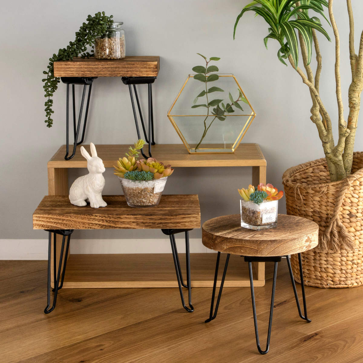 楽天市場】花台 プランタースタンド ピエニ ラウンドスタンド 木製 丸