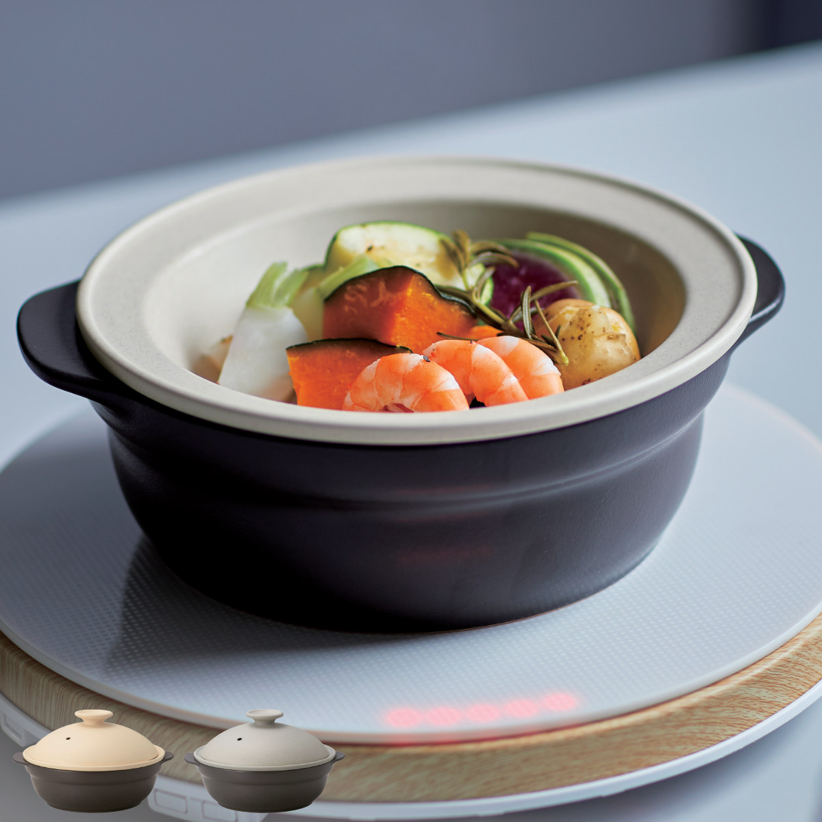 楽天市場】土鍋 6.5号 IH対応 Karl 軽量土鍋 蒸し皿付き （ ガス火 ih