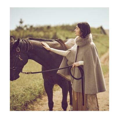 楽天市場】フォックスファー付きケープコート(7号〜15号) （シナモン