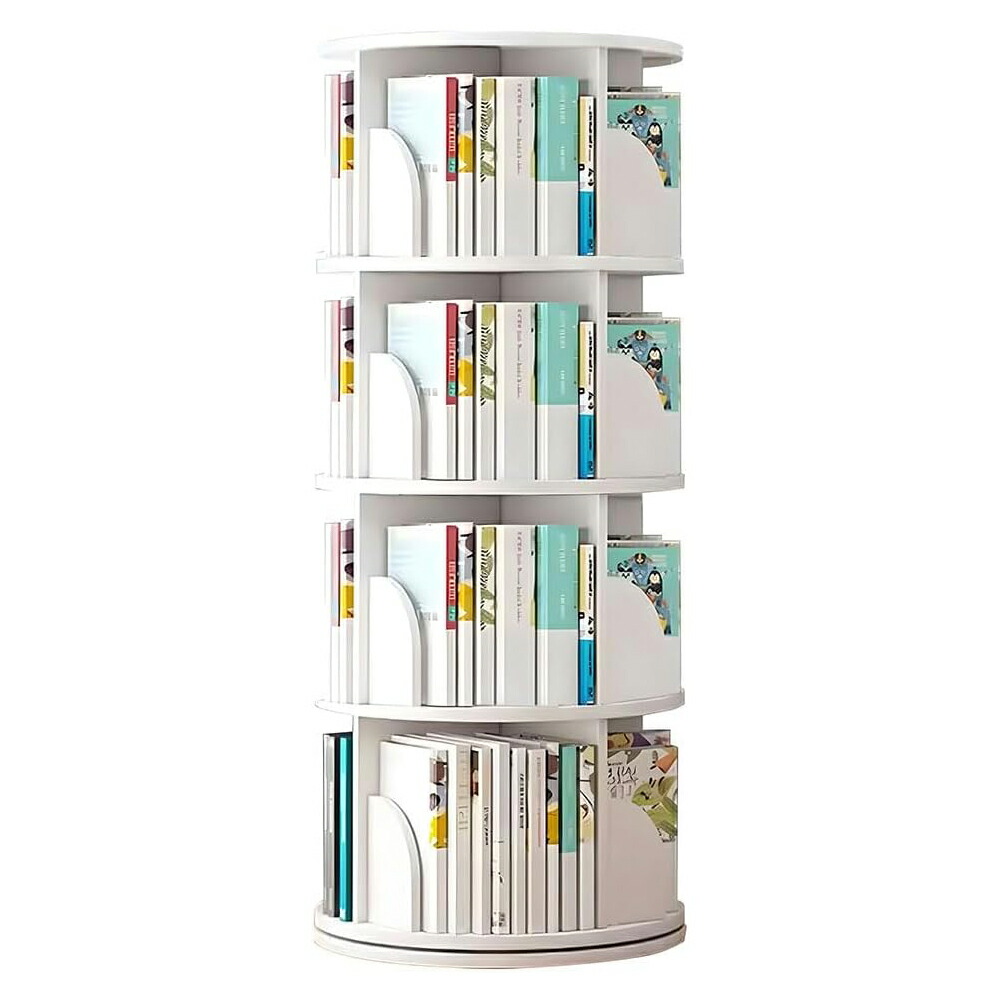 楽天市場】AORTD 本棚 木製 回転 回転式本棚 おすすめ 天然木 3段 4段