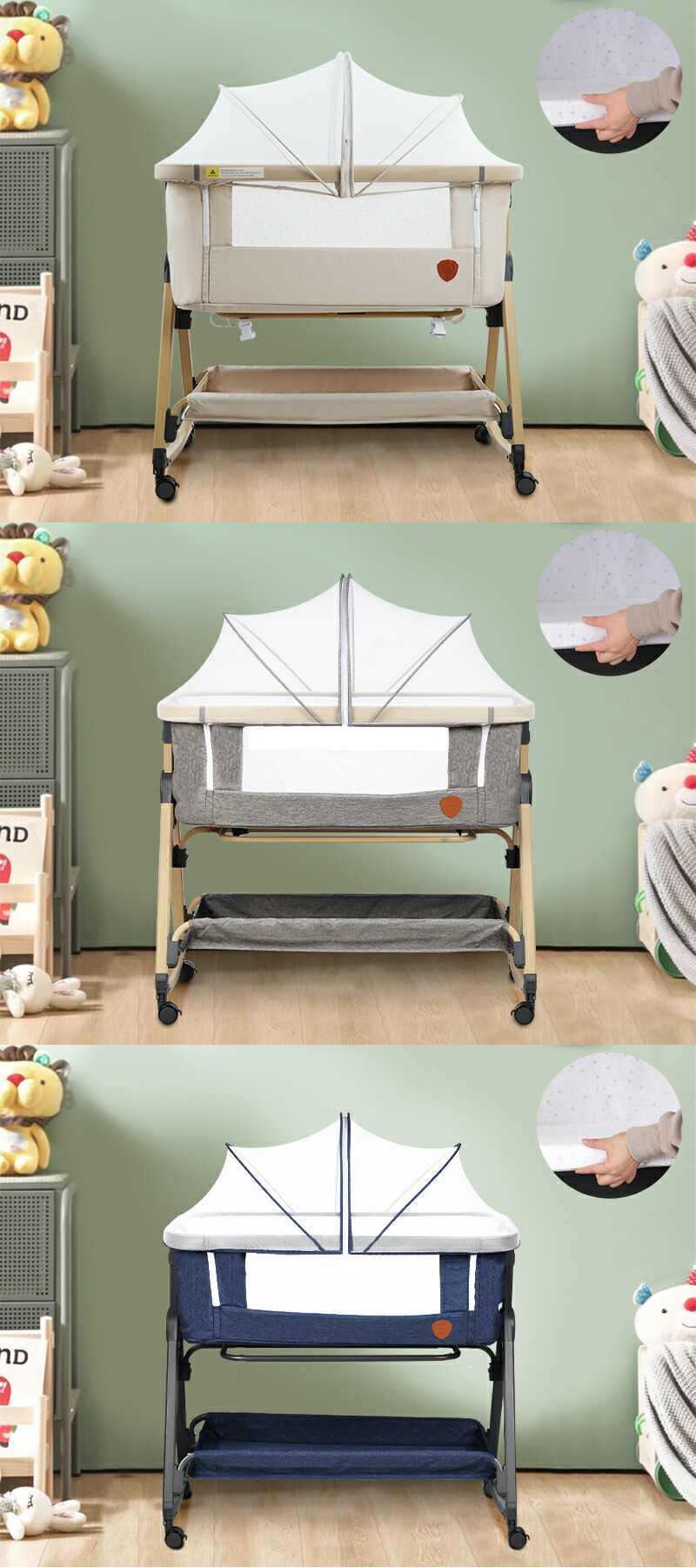 楽天市場】HZDMJ ベビーベッド 折りたたみ おすすめ 添い寝ベッド