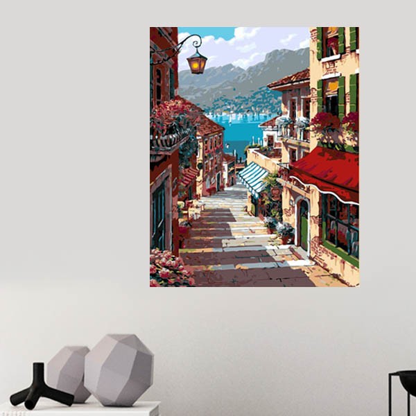 楽天市場】訳あり 数字塗り絵 油絵風 イタリア 街並み 坂道 ヨーロッパ