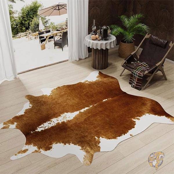 楽天市場】牛革ラグ 1.4 x 1.5mフェイクカウハイドラグ アニマルラグ
