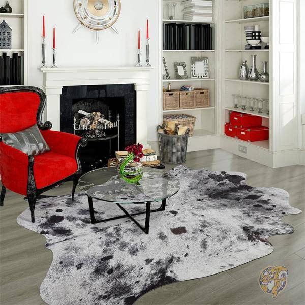 楽天市場】牛革ラグ 1.6 x 1.8m フェイク リビングルーム 壁用 牛