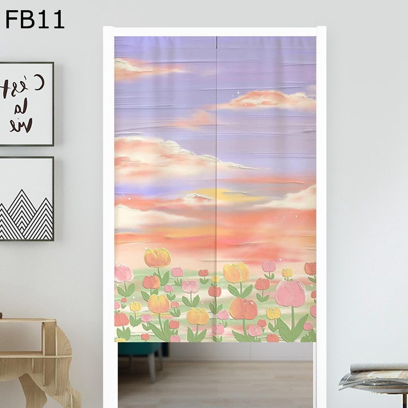 楽天市場】のれん 暖簾 両開き 絵画 月 空 花柄 風景 目隠し 突っ張り