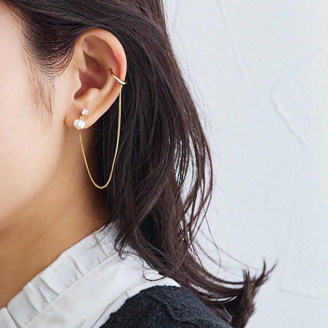 楽天市場】淡水パールイヤーカフピアス（片耳） ☆ ピアス イヤカフ