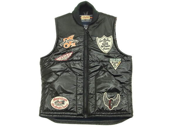 楽天市場】インディアンモトサイクル ベスト レザー切替中綿入りシレー