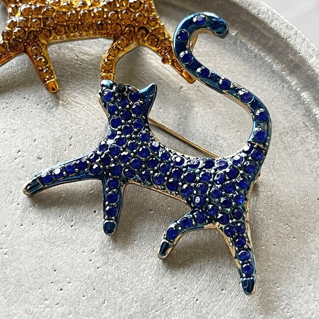 サインなしクリスタルラインストーン 子猫 ブローチピン 楽天市場