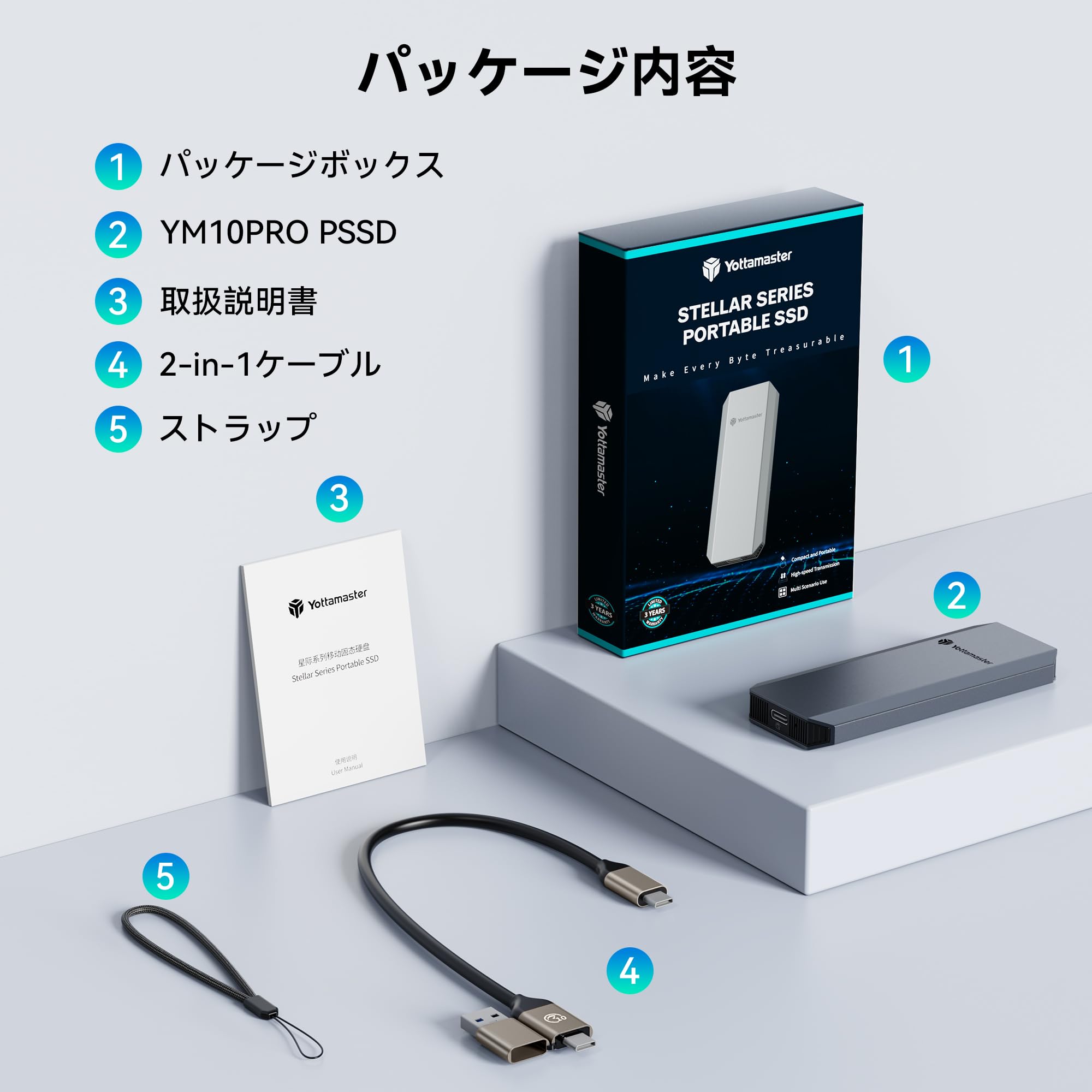 楽天市場】【送料無料】Yottamaster外付けSSD 2TB、最大1050MB/秒・2