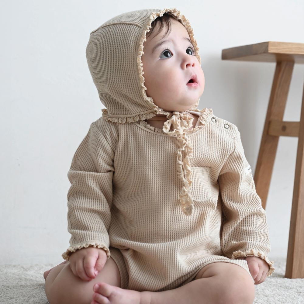 コントンさんへ Bebe organicネイビー ベロアコットンロンパース