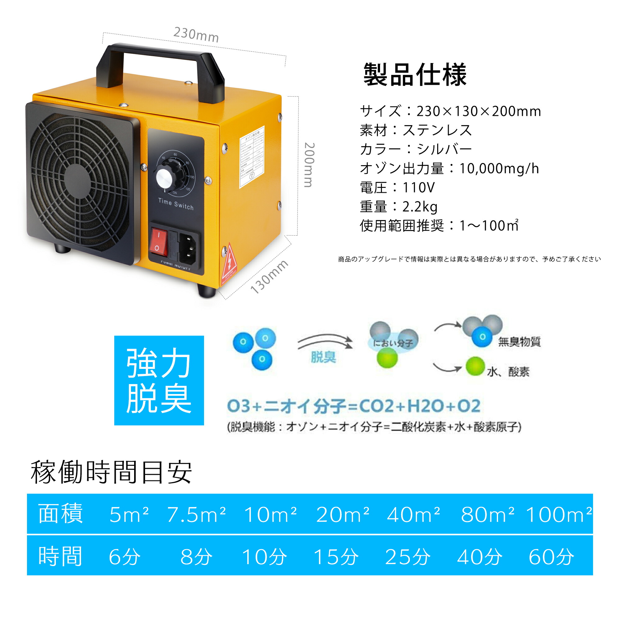 楽天市場】高性能オゾン発生機 10000mg 業務用オゾン発生器 脱臭器