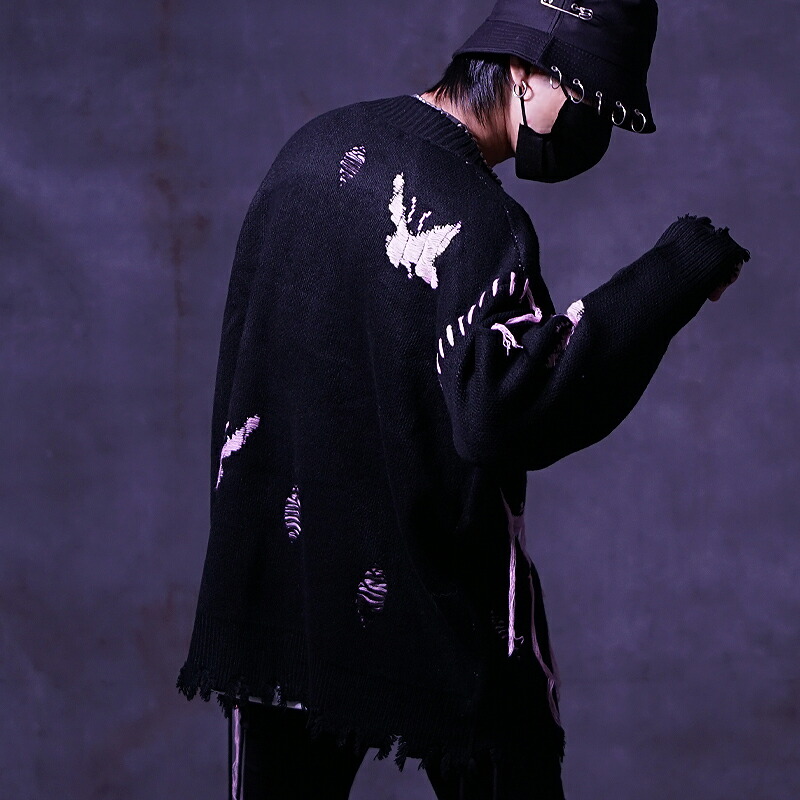 楽天市場】ニット メンズ カーディガン ダメージニット レディース