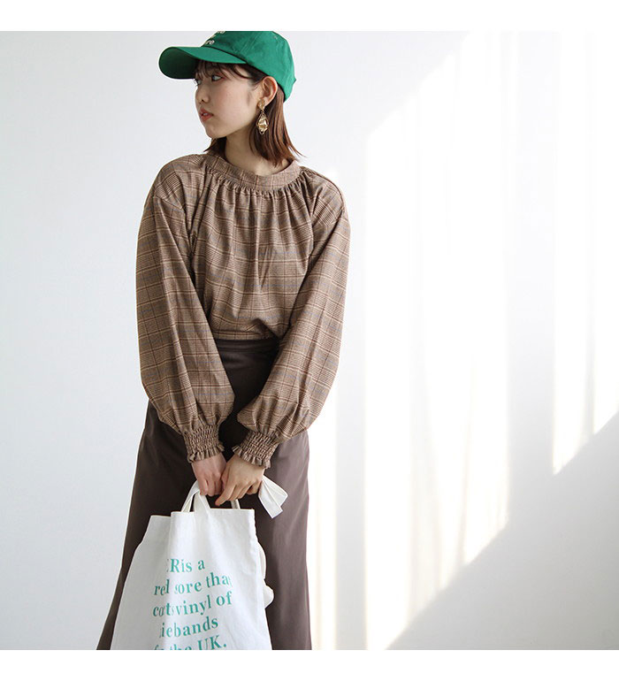 楽天市場】ハイネックギャザーバルーンスリーブブラウス レディース 秋