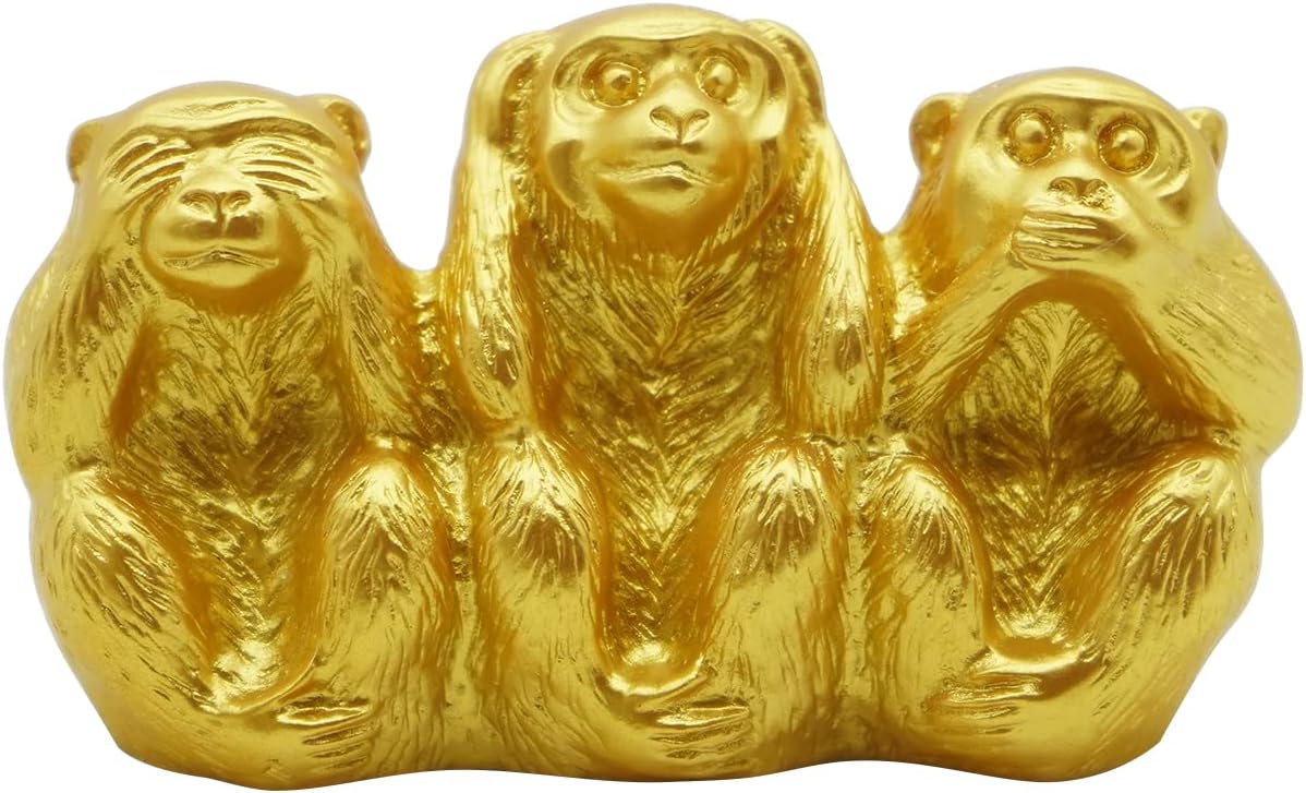 楽天市場】【在庫処分】 在庫残り1 猿 置物 三猿 ゴールド さる