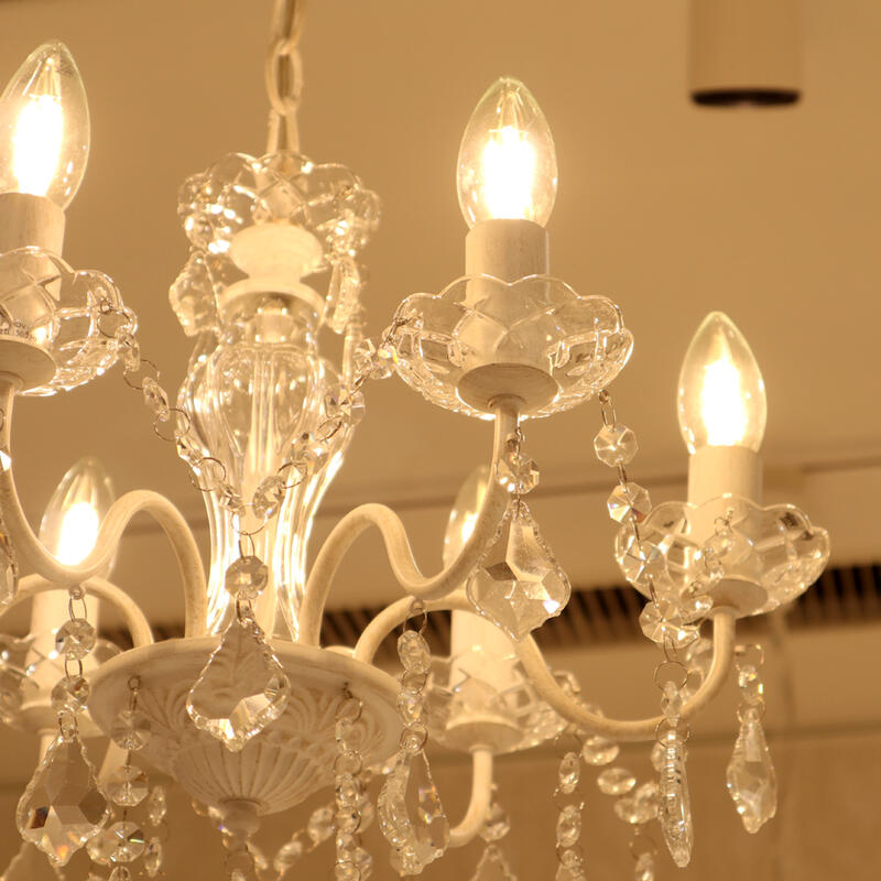 楽天市場】6灯シャンデリア アンティークホワイトシャンデリア ライト