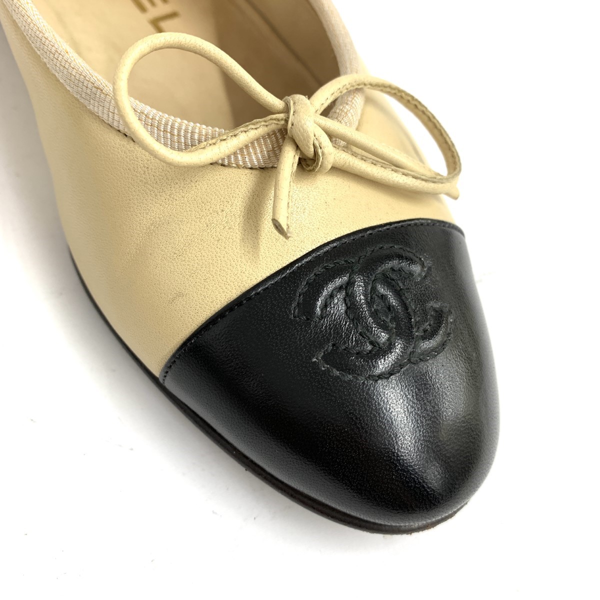 CHANEL バーガンディ バレエシューズ ココマーク フラット38.5 CHANEL