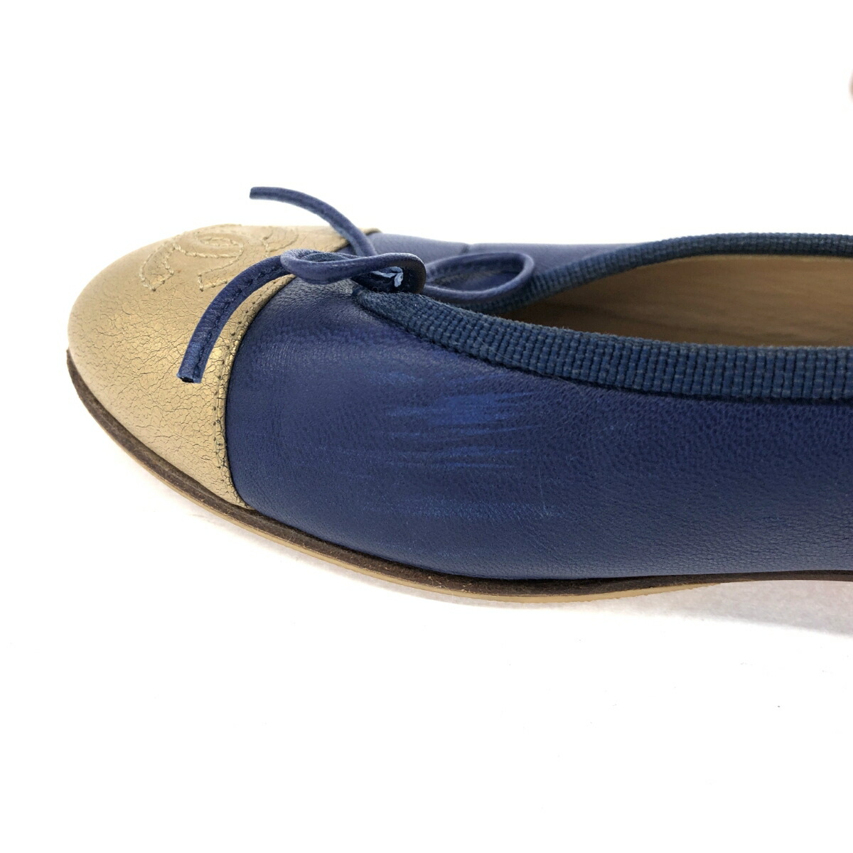 楽天市場】CHANEL シャネル バレエシューズ 35 1/2C G02819 ゴールド