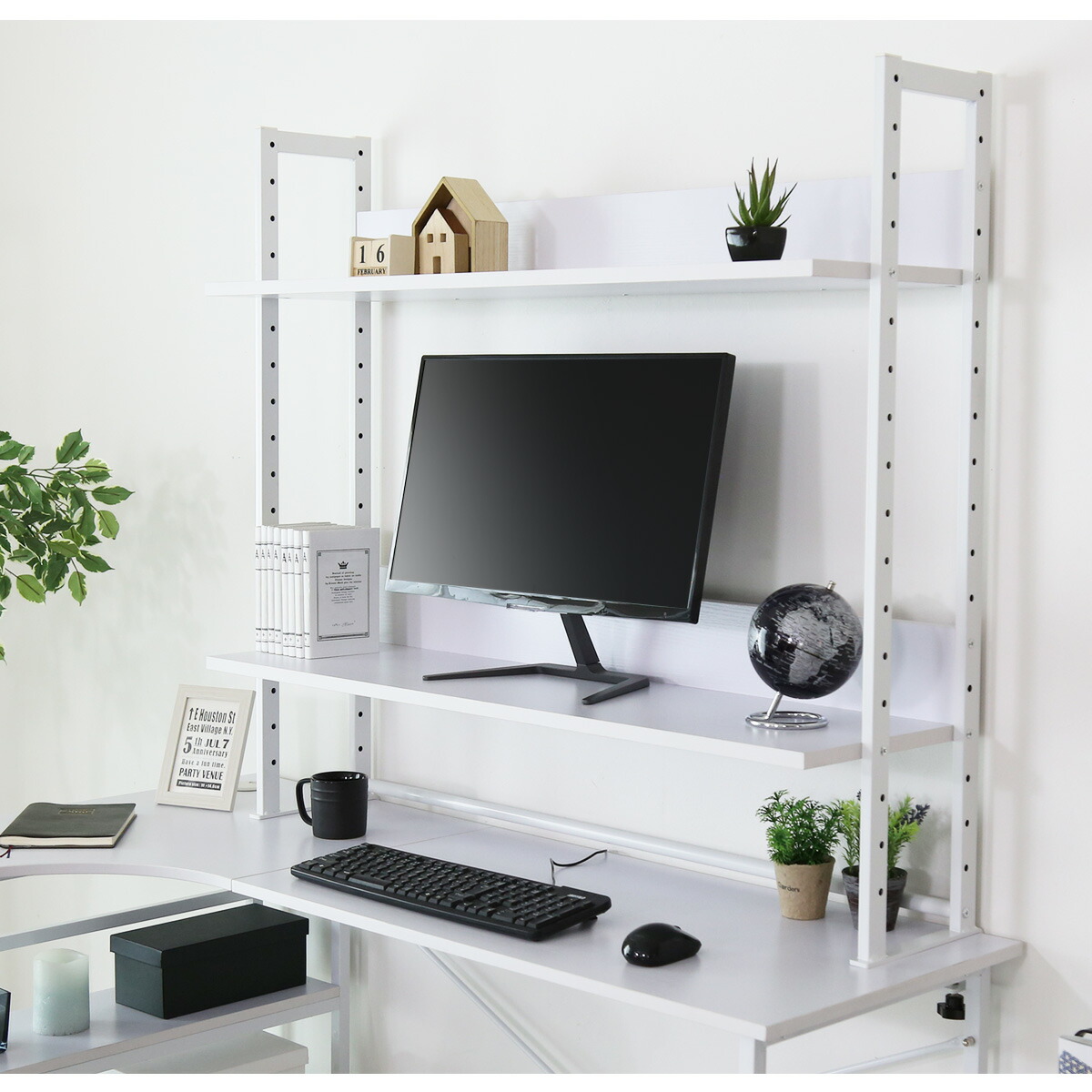 楽天市場】モニター台 机上ラック ハイタイプ キーボード収納 クランプ