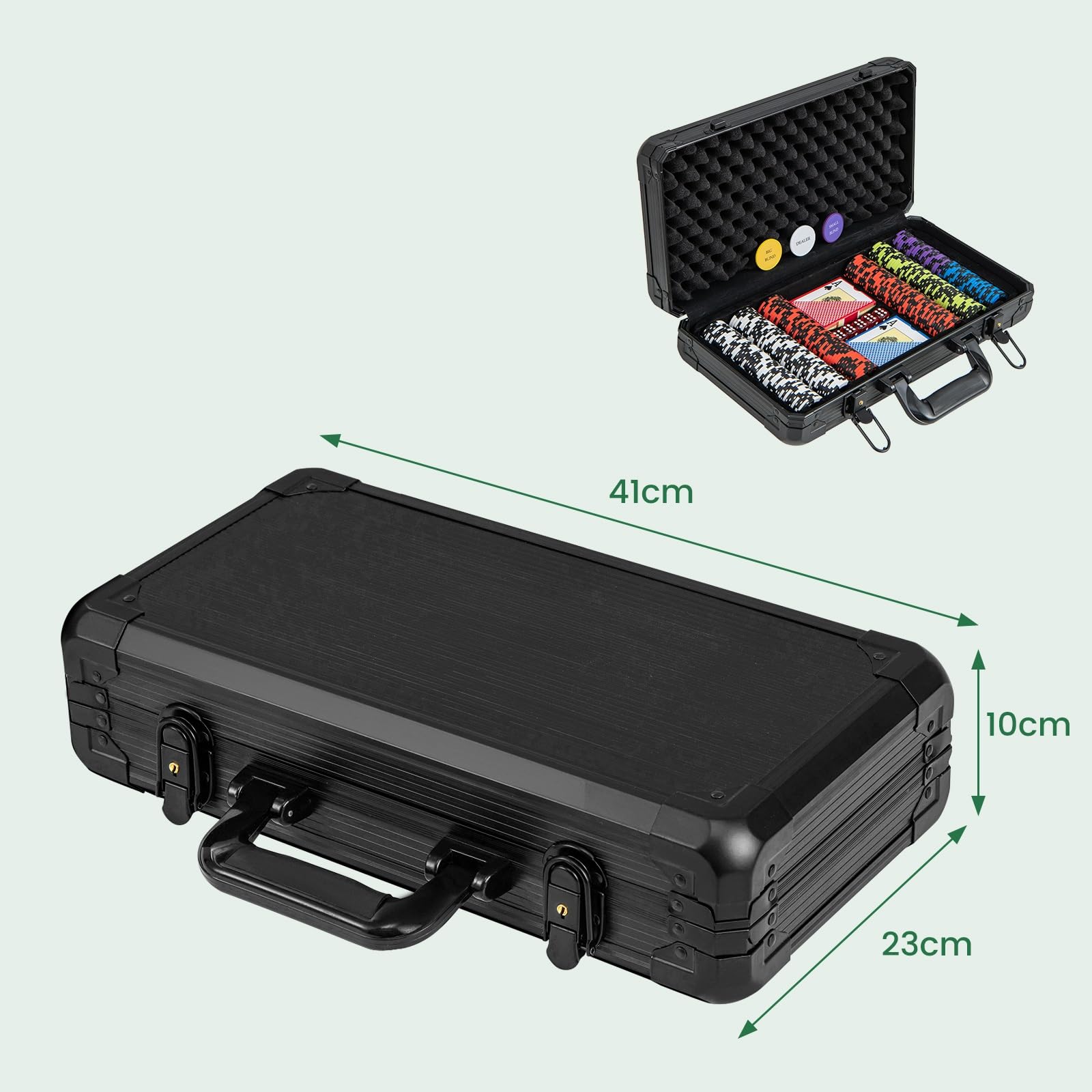楽天市場】GYMAX ポーカーセット 300枚 数字入りチップ 重さ14g