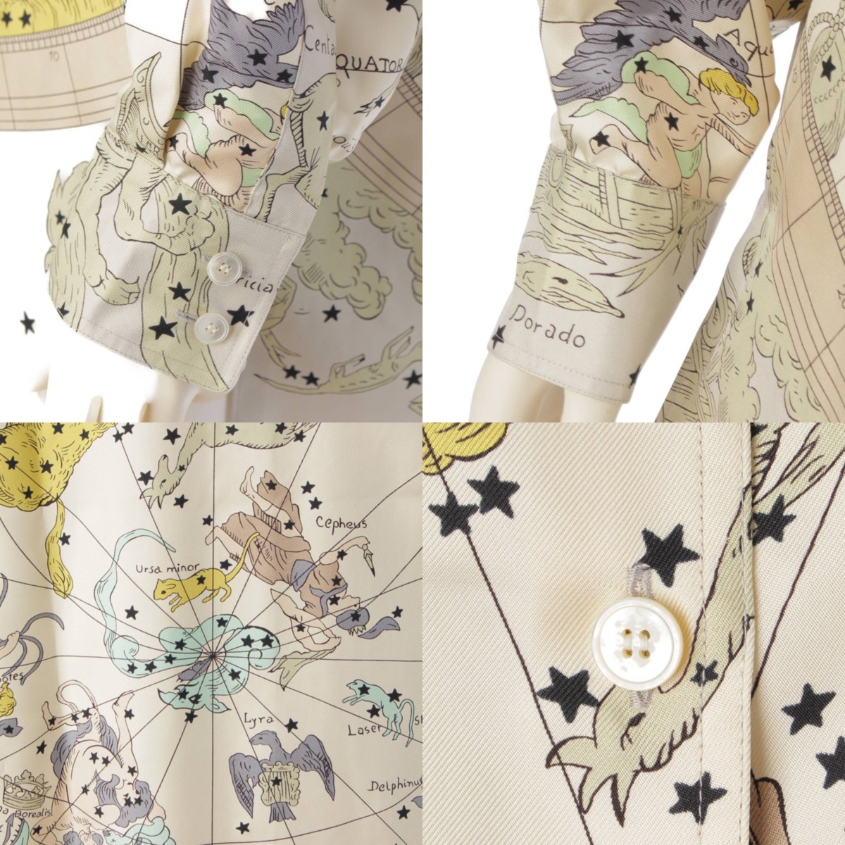 楽天市場】【エルメス】Hermes マルジェラ期 星座 シルク 長袖 シャツ