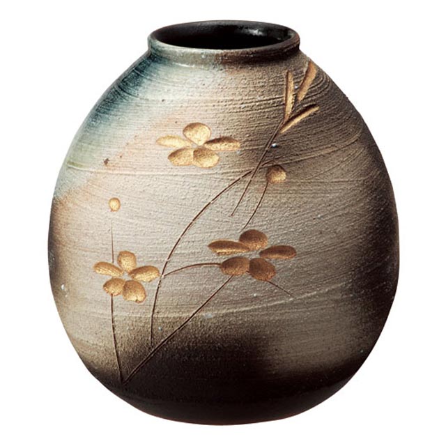 楽天市場】信楽焼きの「金彩花彫花瓶」 伝統工芸品 しがらき 信楽焼