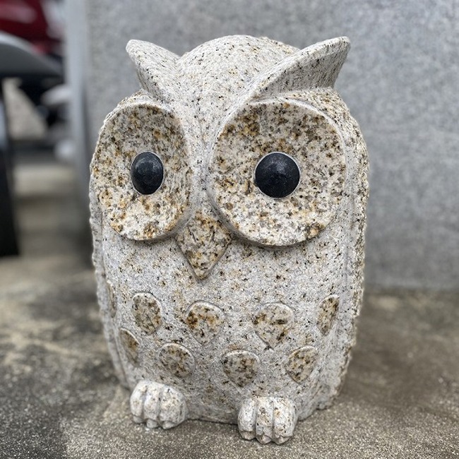楽天市場】もこもこふくろう 御影石 H30cm 約28kgフクロウ 梟 鳥 とり