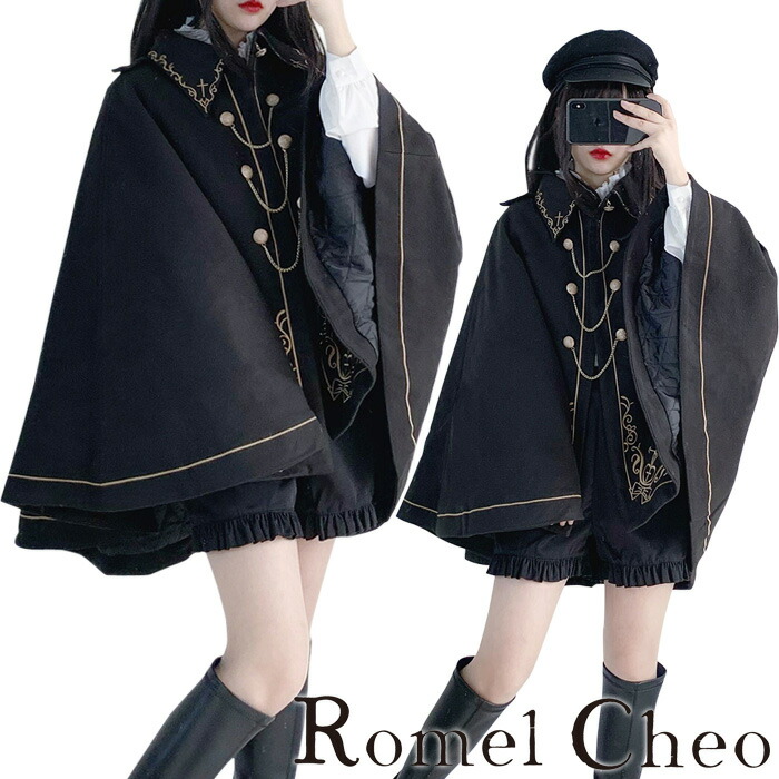 楽天市場】RomelCheo ダークナイト刺繍ケープコート マントコート