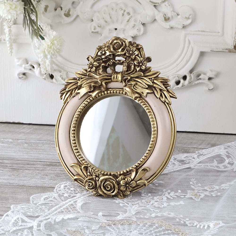 楽天市場】ベルサイユミニスタンドミラー ラウンド 薔薇 ローズ 鏡