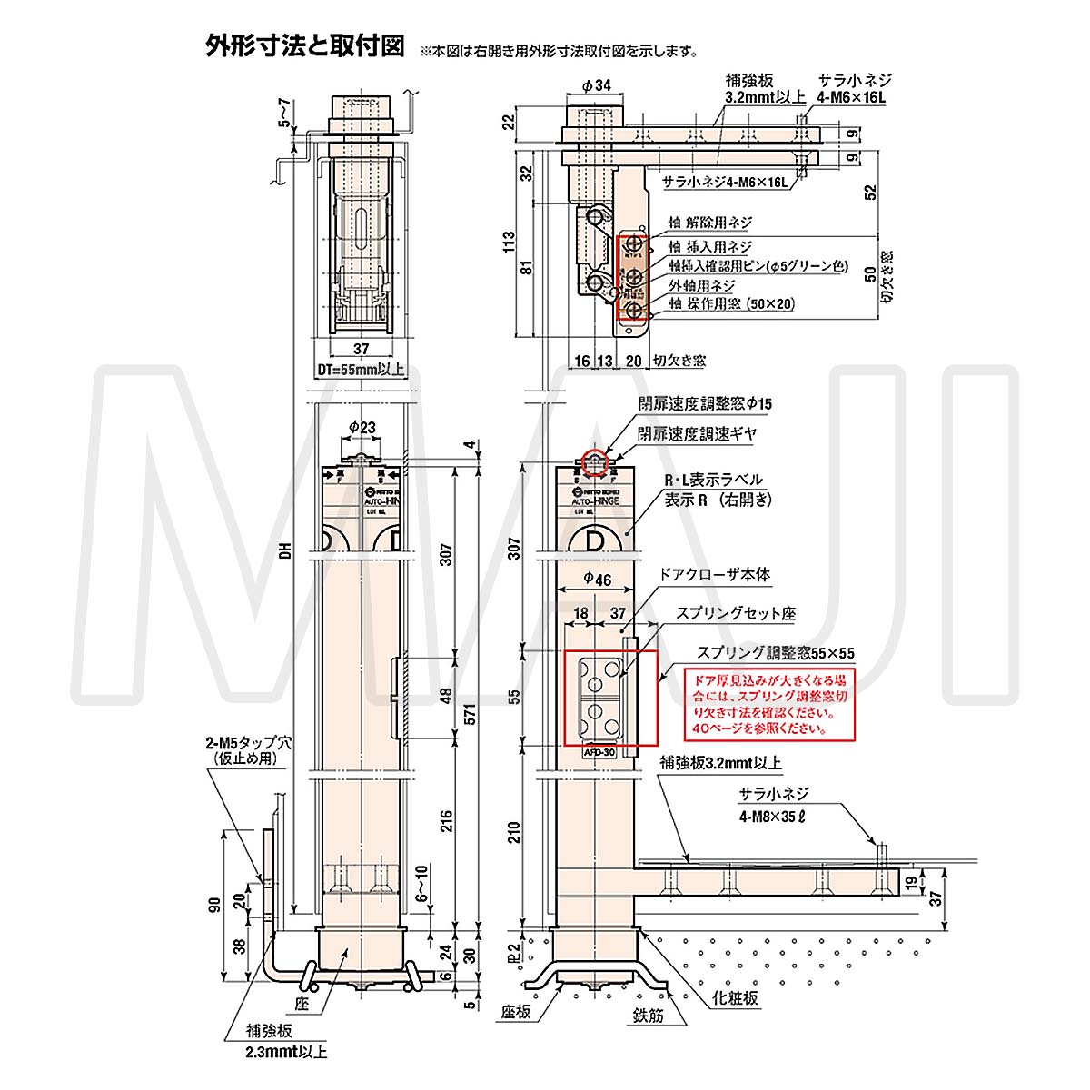 楽天市場】日東工器（デンセイ） オートヒンジ中心吊型 AFDシリーズ