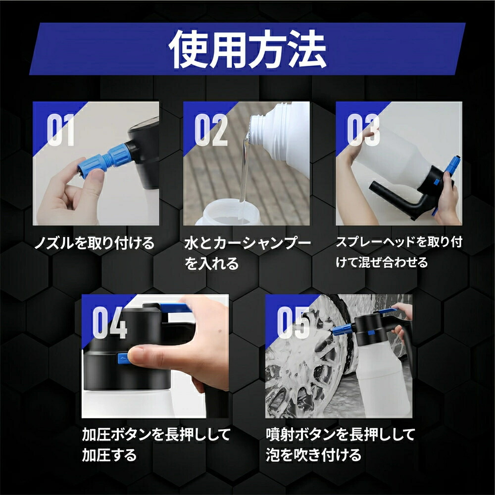 楽天市場】電動フォームガン 噴霧器 洗車フォームガン 1.5L 大容量