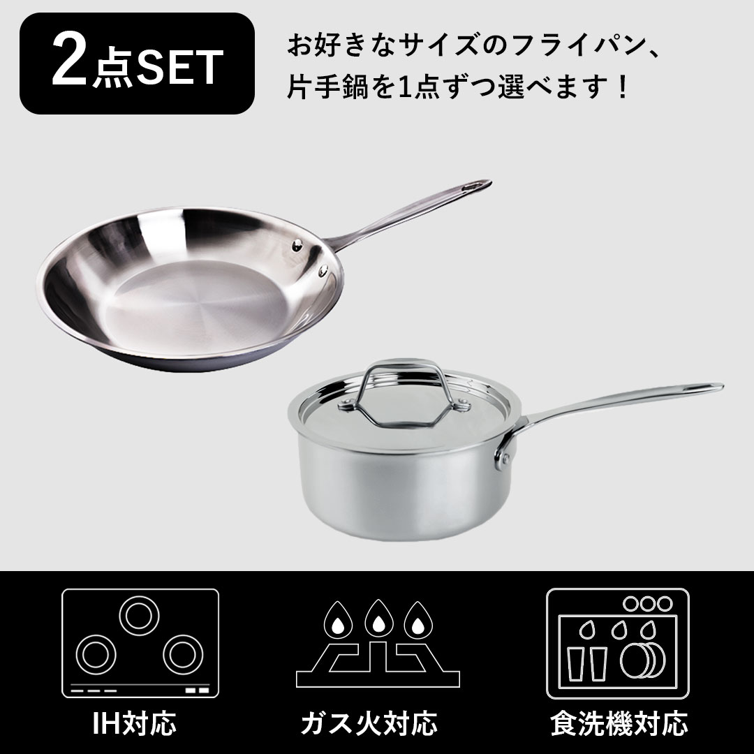 楽天市場】Tri-Ply ステンレス フライパン 片手鍋 セット 20cm 22cm