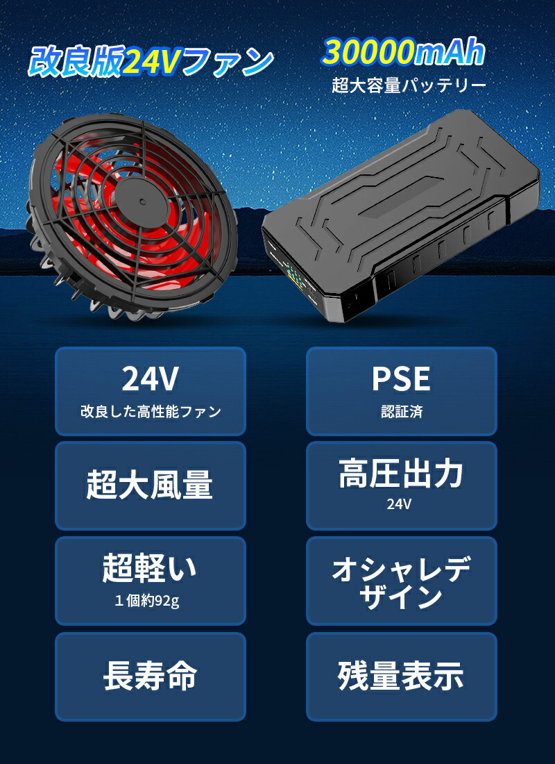 楽天市場】青空 調 服2色 バッテリー ファンセット 4段階調節 空調