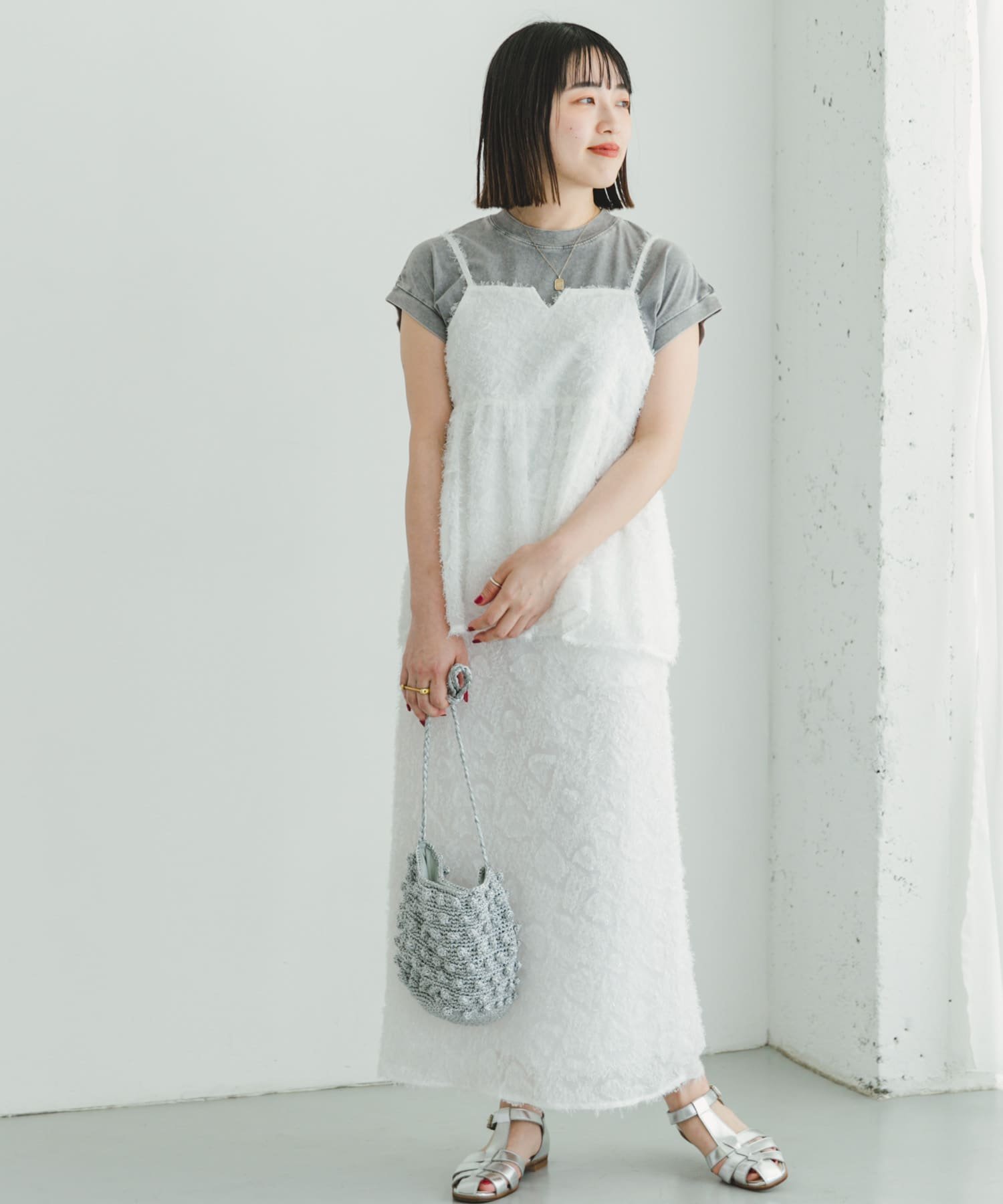 URBAN RESEARCH ITEMS｜フェザーフリンジキャミソール×スカートセット