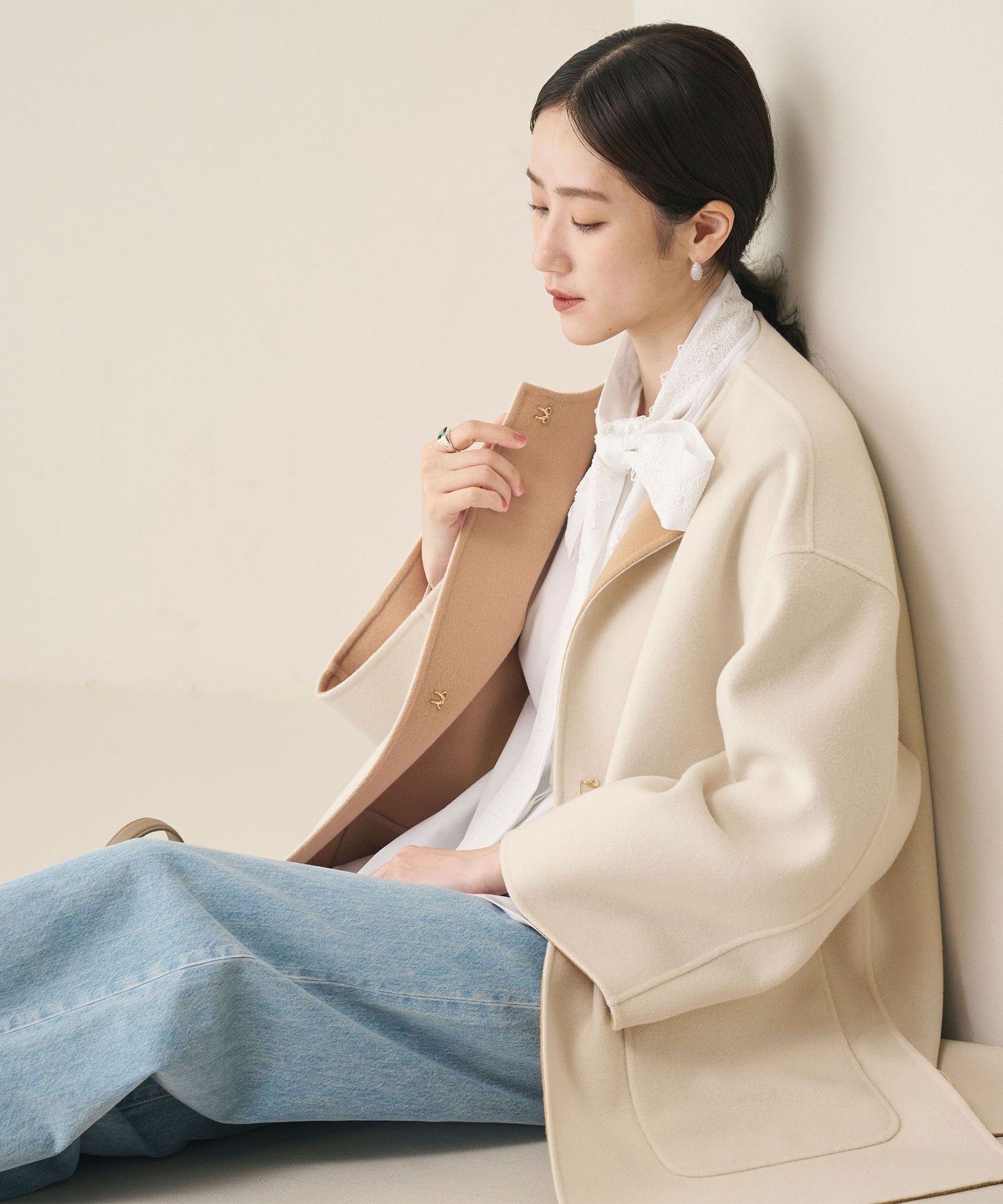 UNITED ARROWS｜バイカラー リバー ミドルコート | Rakuten Fashion