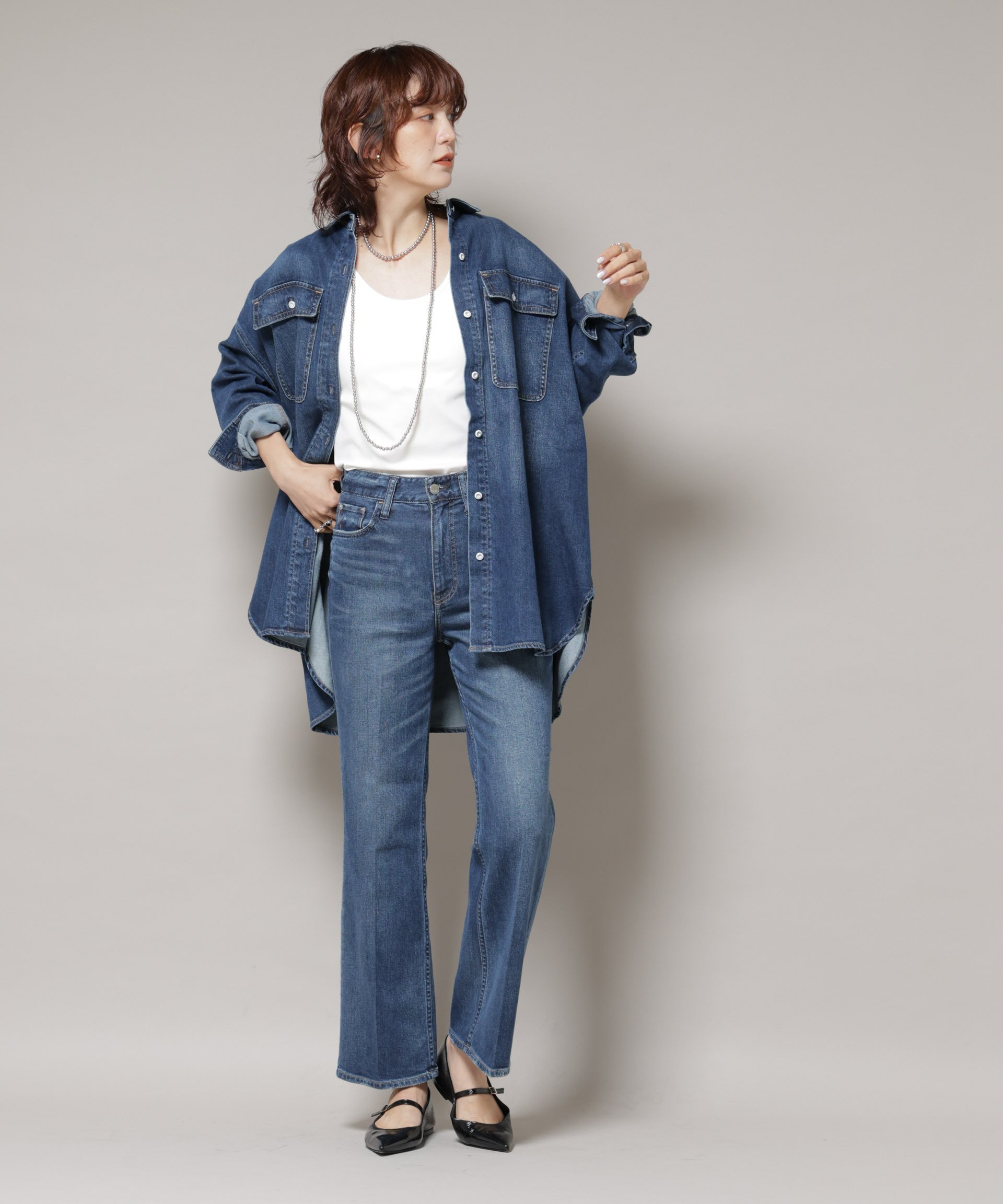 NANO universe｜Healthy DENIM/Almond デニム ビッグシャツ | Rakuten