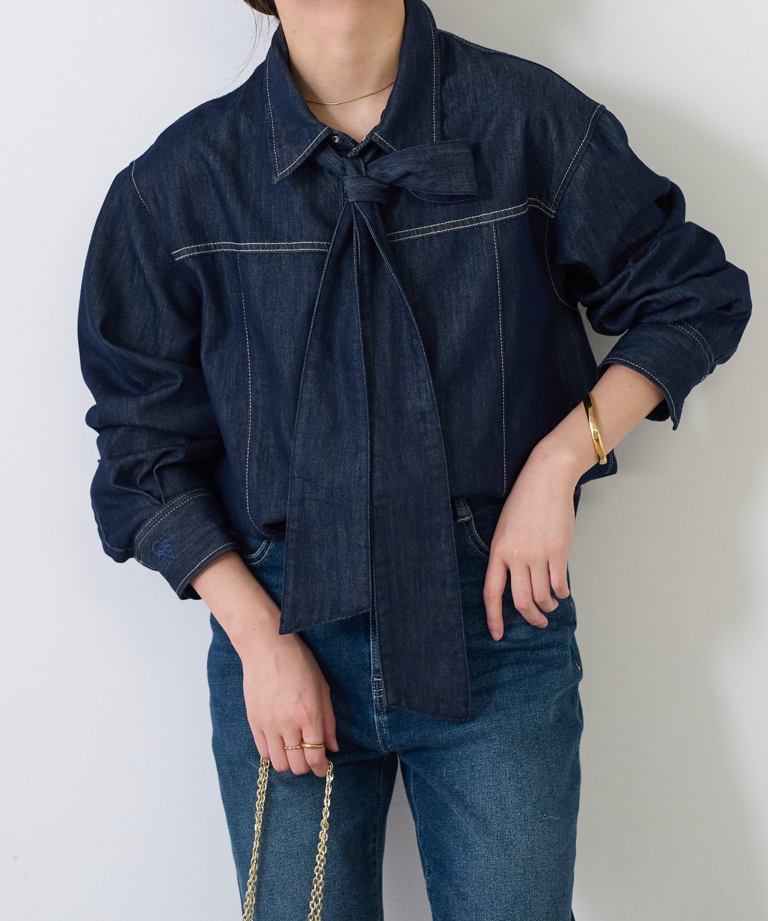COLLAGE GALLARDAGALANTE｜ボウタイデニムシャツ | Rakuten Fashion