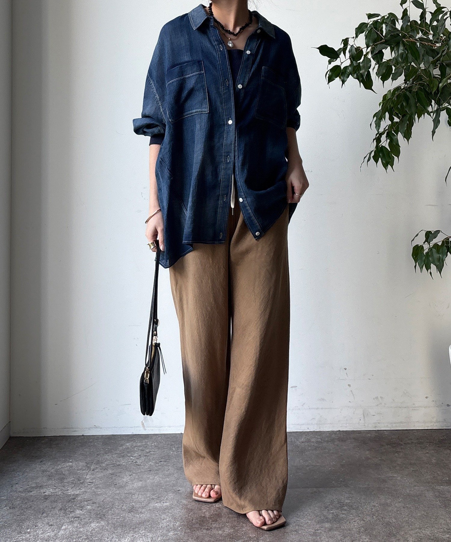 DOUDOU｜袖リブシアーデニムシャツ | Rakuten Fashion(楽天