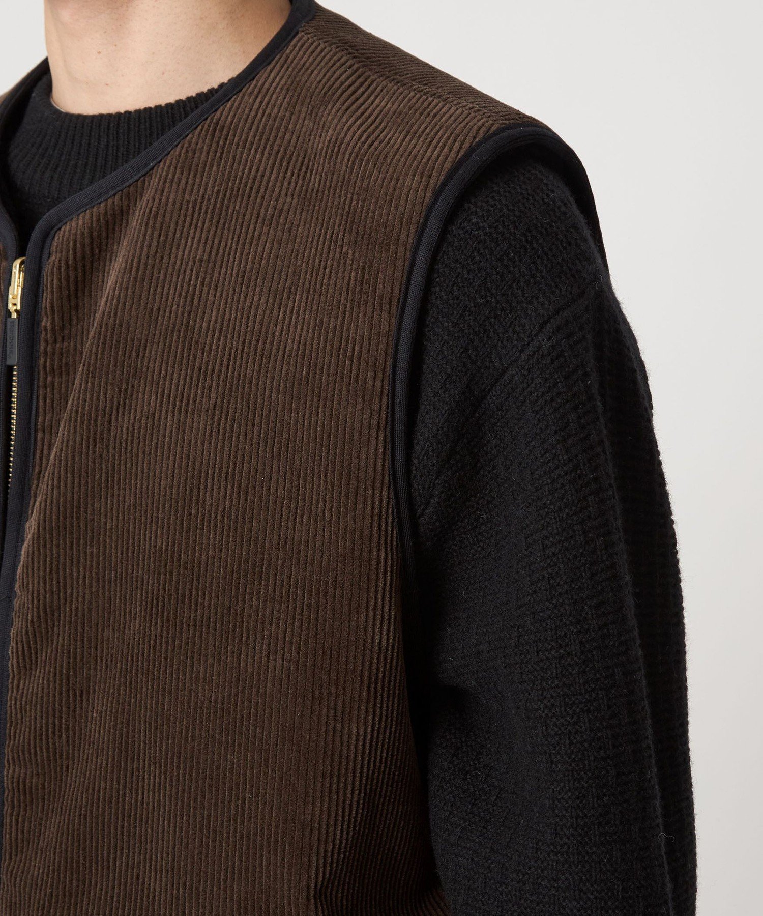 リバーシブルフェイクファーコーデュロイ ベスト 40 ブラウン UNITED ARROWS green label relaxing｜【別注】<Barbour>リバーシブル