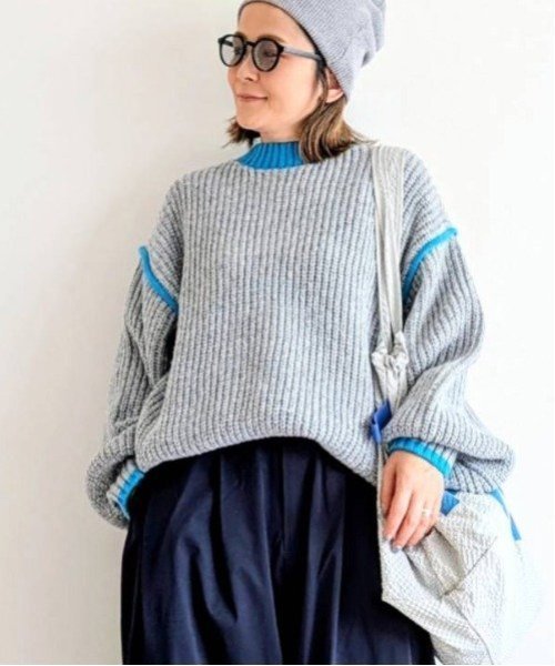 notch.｜【notch. by yui 】オーバーサイズバイカラーニット 2025AW