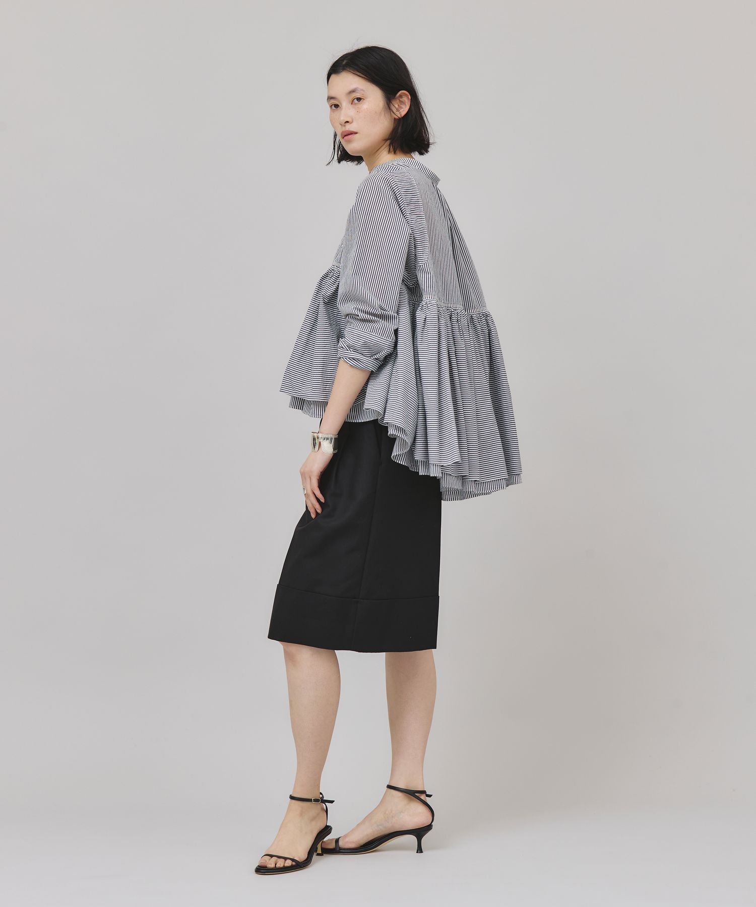 Curensology｜ストライプレイヤードギャザーブラウス | Rakuten