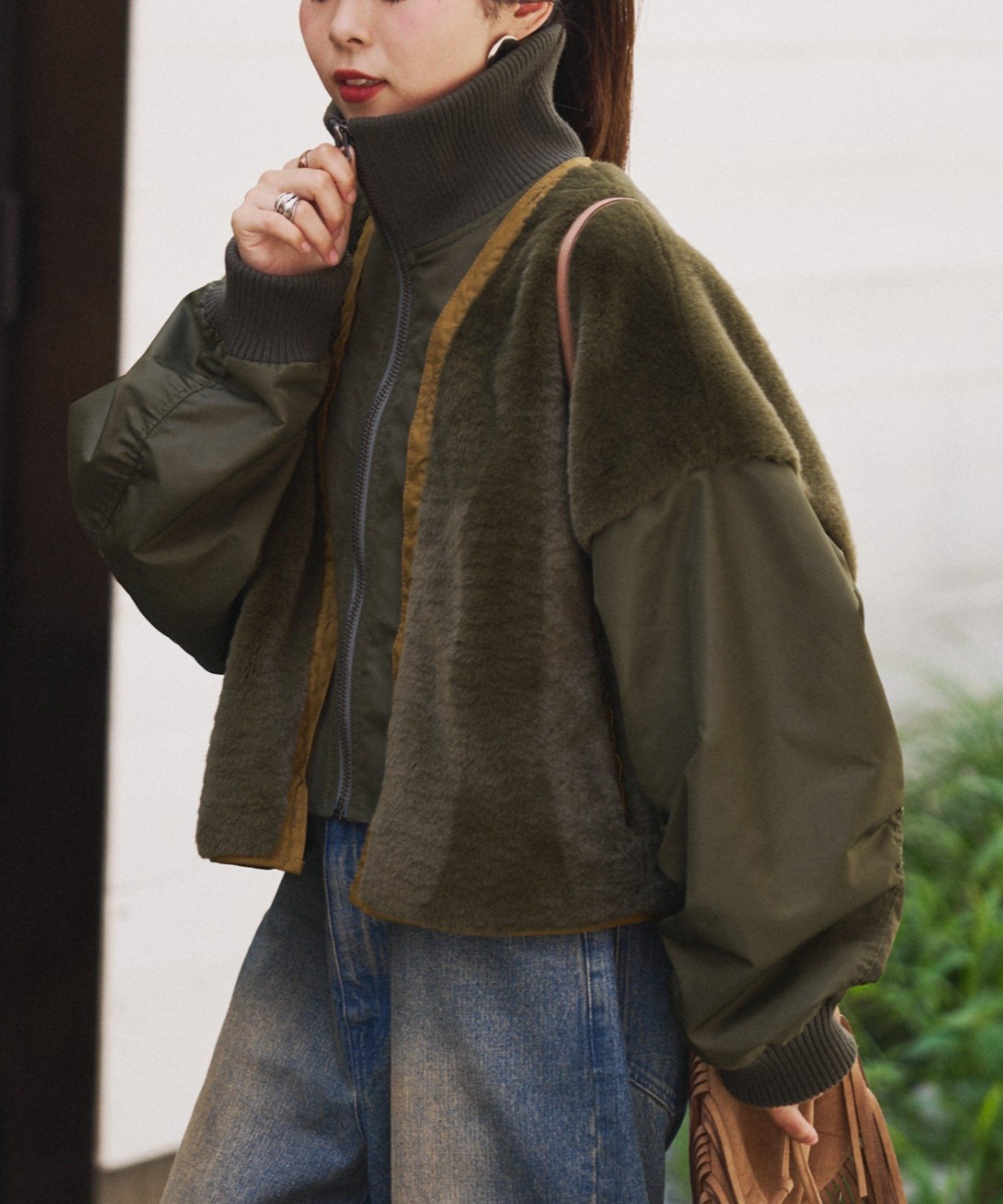 CIAOPANIC TYPY｜【etsinta】ファー切替ショートスタンドジャケット